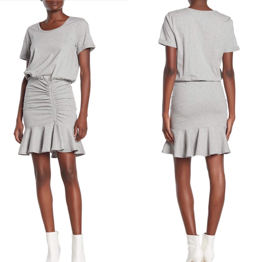 Veronica Beard Pima Heather Gray Ruched dr…